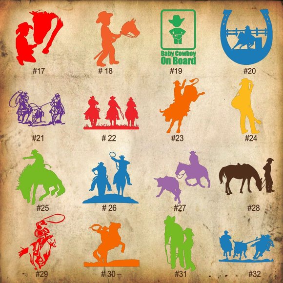 COWBOY VINYL DECAL - 5-6" - Picture 2 of 9